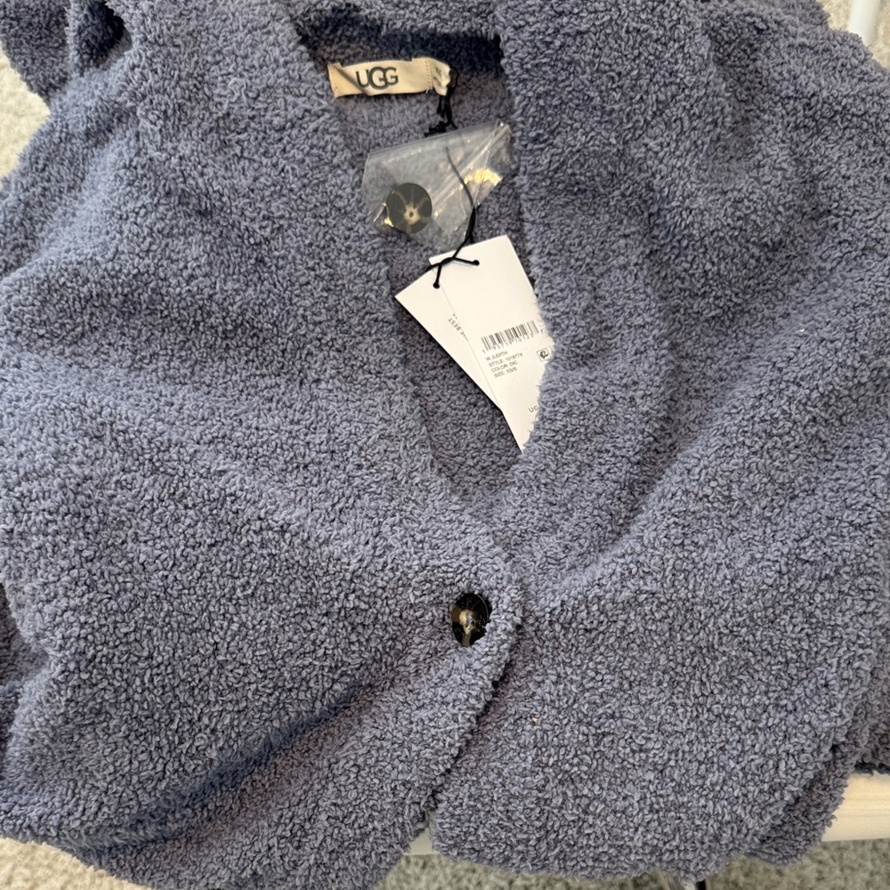 UGG Judith Cozy Periwinkle Blue Hooded Women's Cardigan/Robe Size S/XS Brand New - Picture 2 of 3